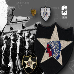 Repro-odznak + repro-nášivka US 2. pěší divize (sada 1+1)